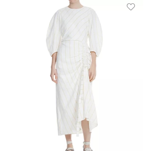 Maje Ruched Drawstring Midi Dress